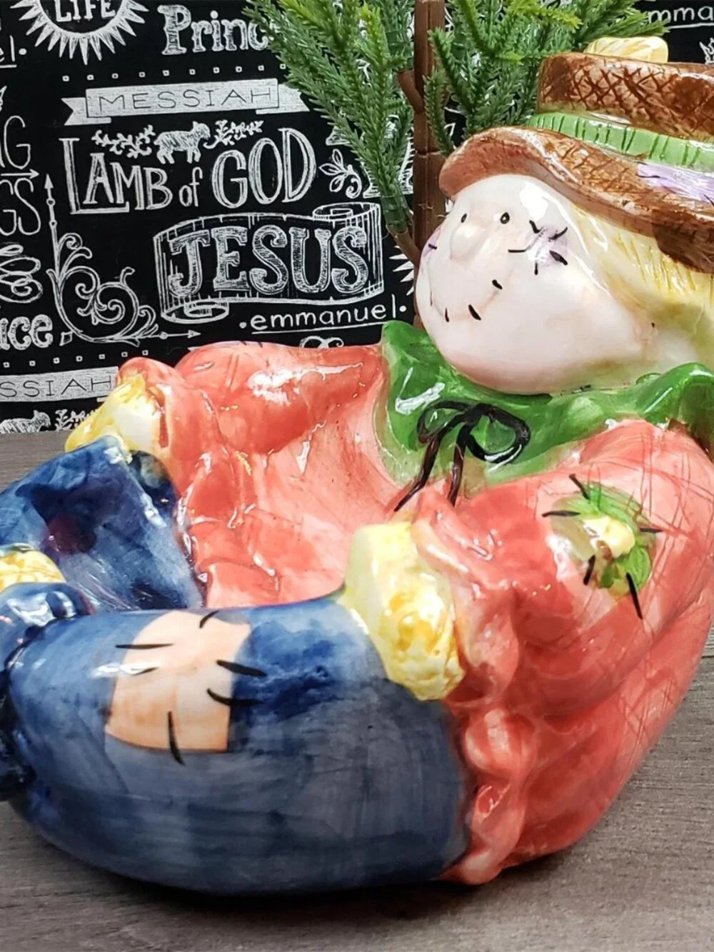 Halloween Fall Scarecrow Ceramic Candy Dish by WCL Vintage Decor